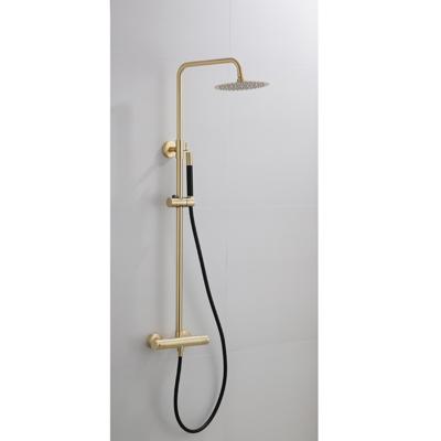 Opbouw Regendouche Set BWS Gold Pro Thermostatisch Staaf Handdouche Mat Goud 20 cm