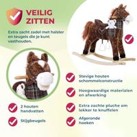 Hobbelpaard, schommelpaard met stijgbeugels, zadel en geluidsfunctie - thumbnail