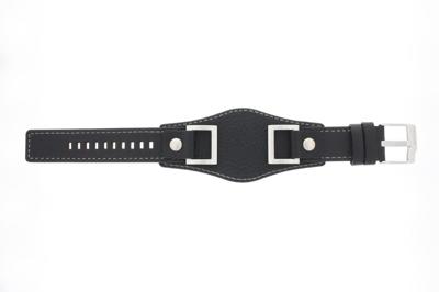 Horlogeband Fossil JR1156 / JAKE Onderliggend Leder Zwart 24mm