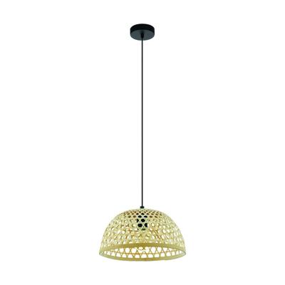 Eglo HanglampClaverdon zwart met rotan - 55695