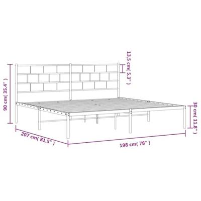 Bedframe met hoofdbord metaal wit 193x203 cm Bedframe met hoofdbord metaal wit 193x203 cm
