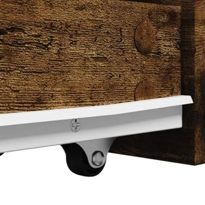 Badkamerkast smal met wielen bewerkt hout gerookt eikenkleurig Badkamerkast smal met wielen bewerkt hout gerookt eikenkleurig