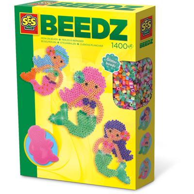 Set van strijkkralen zeemeermin met glittereffect voor kinderen SES Creative meerkleurig