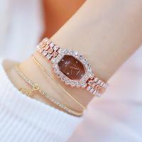 BS beesister FA1581 vrouwen achthoekige wijzerplaat Diamond plated strass armband quartz horloge (Rose Gold koffie Diamond) - thumbnail
