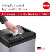 Hailo Bix-Box Swing XL 8602210 Afvalbak 52 l Plaatstaal (l x b x h) 340 x 339 x 763 mm Zilver, Zwart Met zelfsluitende zwenkdeksel 1 stuk(s) - thumbnail
