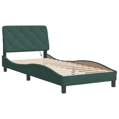 Bedframe met LED zonder matras fluweel donkergroen 180x200 cm