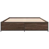 Bedframe bewerkt hout metaal bruin eikenkleur 135x190 cm - thumbnail