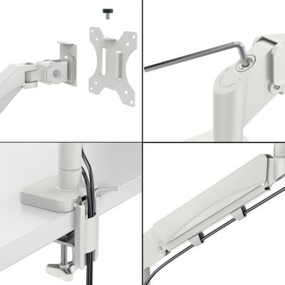 Leitz Ergo ruimtebesparende monitorarm, dubbele arm met 1 laptoparm, lichtgrijs Leitz Ergo ruimtebesparende monitorarm, dubbele arm met 1 laptoparm, lichtgrijs