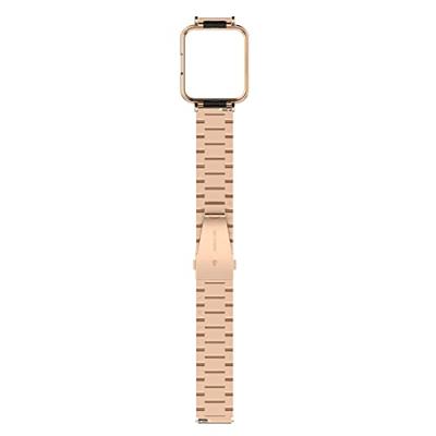 By Qubix - Stalen schakelband met case - Rosé goud - Xiaomi Redmi Watch 2 (Lite)