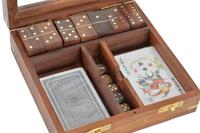 Houten spel DKD Home Decor Sheesham Bruin Gouden 17 x 17 x 5,5 cm 4 Onderdelen - thumbnail