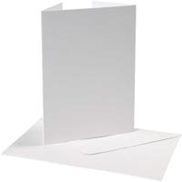 Creativ Company Parelmoer kaart & envelop, afmeting kaart 10,5x15 cm, afmeting envelop 11,5x16,5 cm, 230+120 gr, wit, 10 set/ 1 doos - thumbnail
