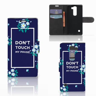 LG Spirit Portemonnee Hoesje Flowers Blue DTMP
