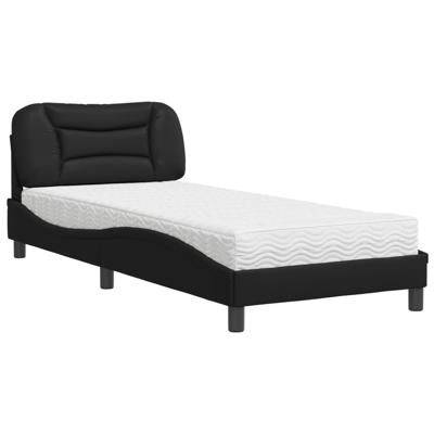 Bed met matras kunstleer zwart 120x200 cm - thumbnail