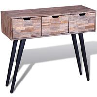 Wandtafel met 3 lades gerecycled teakhout - thumbnail