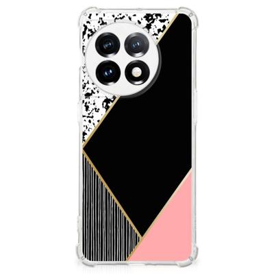 OnePlus 11 Shockproof Case Zwart Roze Vormen OnePlus 11 Shockproof Case Zwart Roze Vormen