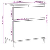 Dressoir 60x30x75 cm bewerkt hout grijs sonoma eikenkleurig - thumbnail