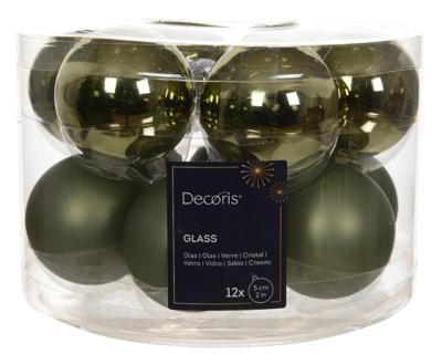 Kerstballen Glas Ø5cm Rozemarijn Groen 12st