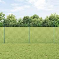 VidaXL Hek met paal groen 1,2 x 10 m staal en pvc - thumbnail