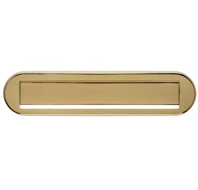 Intersteel Briefplaat ovaal 340x80mm met klep/regenrand - PVD messing kleur