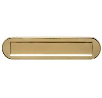 Intersteel Briefplaat ovaal 340x80mm met klep/regenrand - PVD messing kleur - thumbnail