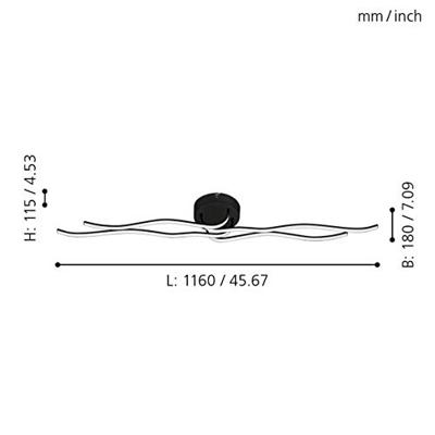 EGLO Roncade 1 Wandlamp|Plafondlamp - LED - 116 cm - Zwart|Wit