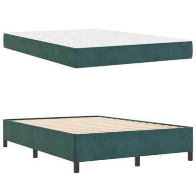 Bedframe Donkergroen, wit en groen 140 x 190 cm Fluweel