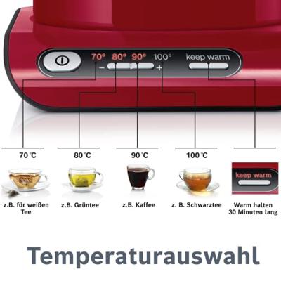 Bosch Haushalt Styline Waterkoker Snoerloos, Oververhittingsbeveiliging Aantal/Volume: 1.5 l Rood