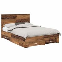 Bedframe met hoofdeinde Oudhout 140 x 190 cm Bewerkt hout - thumbnail