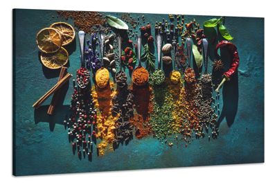 Schilderij -Kruiden en Specerijen, 2 maten, Wanddecoratie