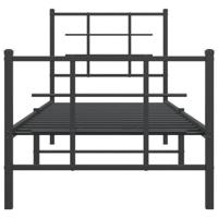Bedframe met hoofd- en voeteneinde metaal zwart 75x190 cm - thumbnail
