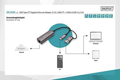 Digitus DN-3028 Netwerkadapter 2.5 GBit/s USB, USB-A 3.0, USB-A 3.1 Gen 1, USB-A 3.2 Gen 1, USB-A - thumbnail