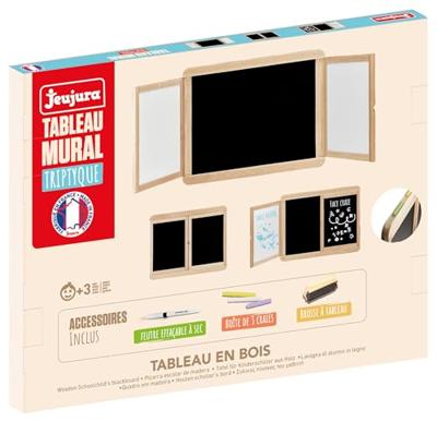 Drieluik muurschildering - JEUJURA - Krijtleisteen, 2 panelen, wit en krijtzijde