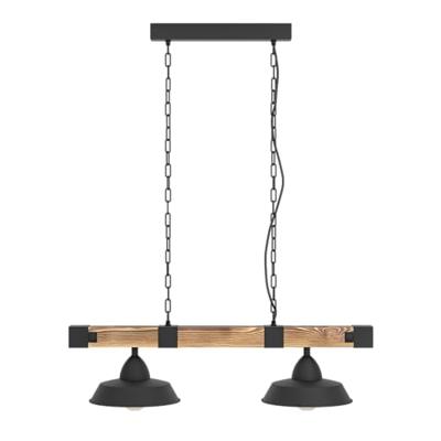 Eglo Landelijke eetkamerlampOldbury 2-lichts houtbruin met zwart - 44085