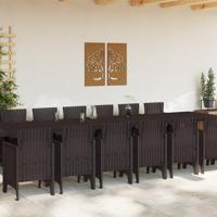Tuin Eetset 15 pcs Bruin Groot Riet, Stof, Staal - thumbnail