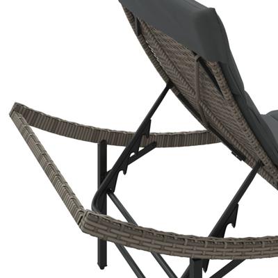 Ligbedden 2 st met kussens poly rattan grijs