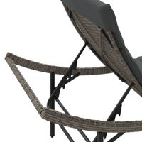 Ligbedden 2 st met kussens poly rattan grijs - thumbnail