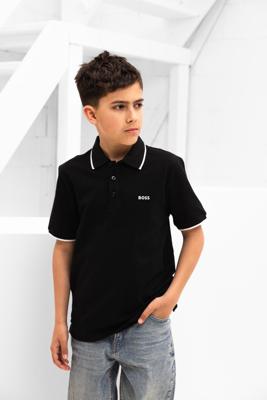 Hugo Boss Logo Polo Kids Zwart - Maat 9/10 jaar - Kleur: Zwart | Soccerfanshop