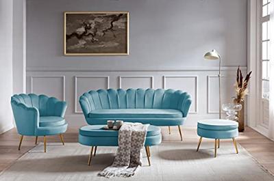 Artistiq Poef 'Andres' Velvet, kleur blauw Artistiq Poef 'Andres' Velvet, kleur blauw