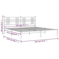 Bedframe met hoofdbord metaal wit 183x213 cm - thumbnail