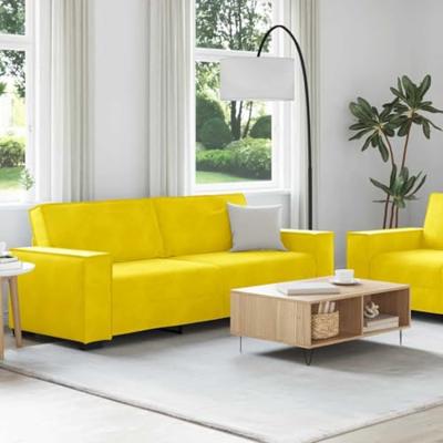 2-delige Loungeset met kussens fluweel geel - thumbnail