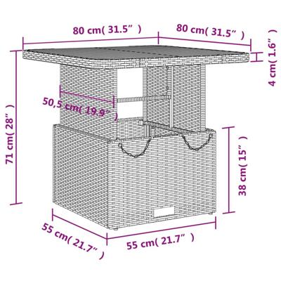 3-delige Bistroset met kussens poly rattan zwart - thumbnail