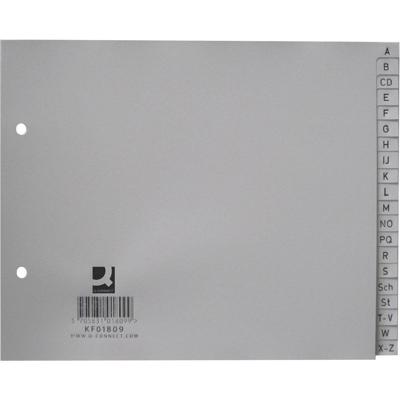 Q-CONNECT tabbladen, ft 18 x 22,5 cm, PP, 2-gaatsperforatie, set van A-Z, grijs