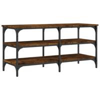 Schoenenbankje 100x38,5x49 cm bewerkt hout gerookt eikenkleurig - thumbnail