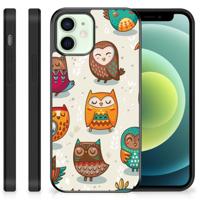 iPhone 12 Mini Back Cover Vrolijke Uilen - thumbnail