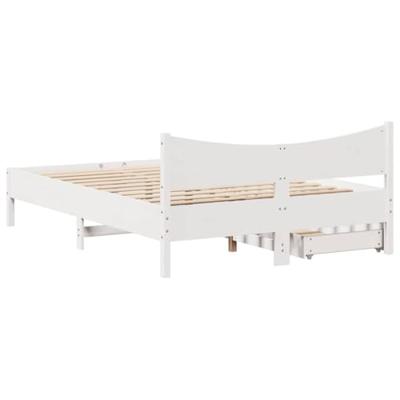 Bedframe met lades massief grenenhout wit 135x190 cm