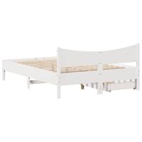 Bedframe met lades massief grenenhout wit 150x200 cm - thumbnail