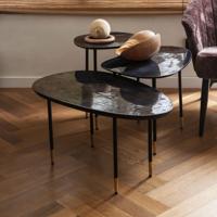 Dutchbone Organische Bijzettafel 'Phyllis' Mangohout, Set van 3 stuks - thumbnail