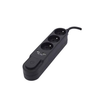 CHACON Stekkerdoos met schakelaar 3 uitgangen 16 A en 2 uitgangen USB 2A, kabel 1,5 m