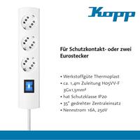 Kopp 233802006 Stekkerdoos met schakelaar 3-voudig Wit Randaarde stekker 1 stuk(s) - thumbnail