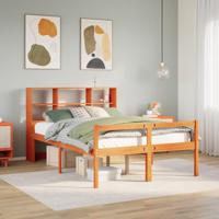 Bed met boekenkast zonder matras hout wasbruin 120x190 cm - thumbnail